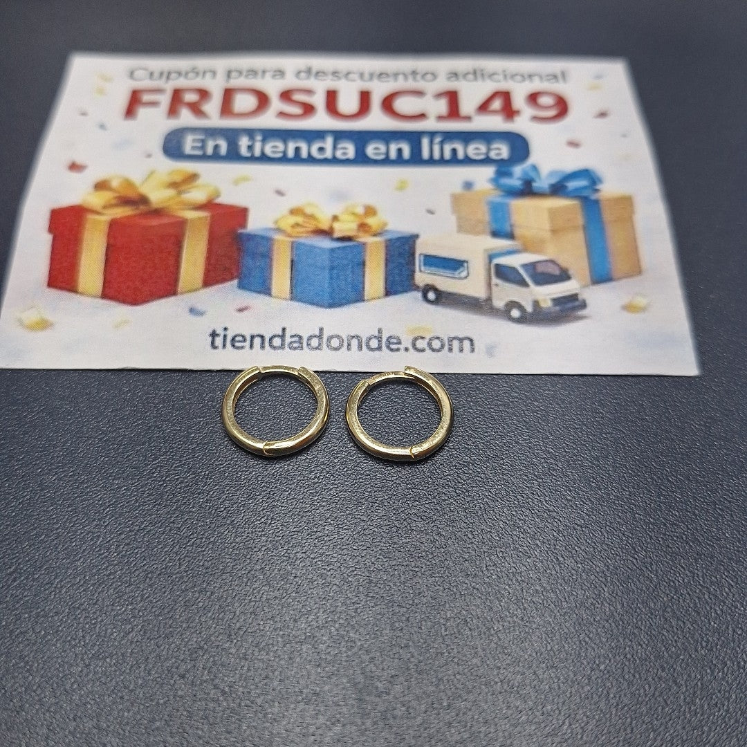 ARETES HUGGIES LISAS 14K 1.6 GR (NUEVO)