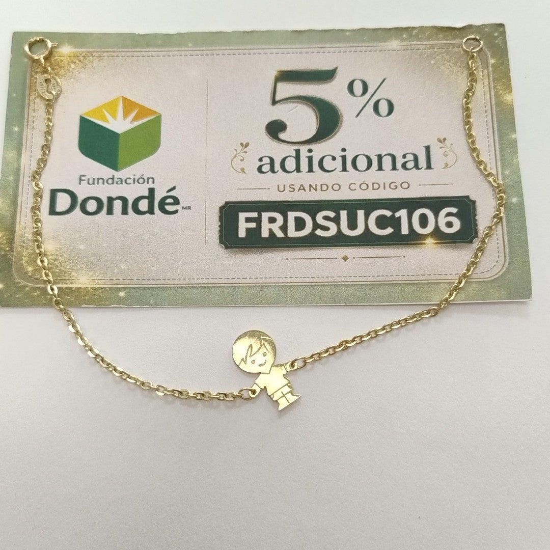 PULSERA TEJIDO ESPECIAL FIG NIÑO 14K 18 CM 1.4 GR (NUEVO)