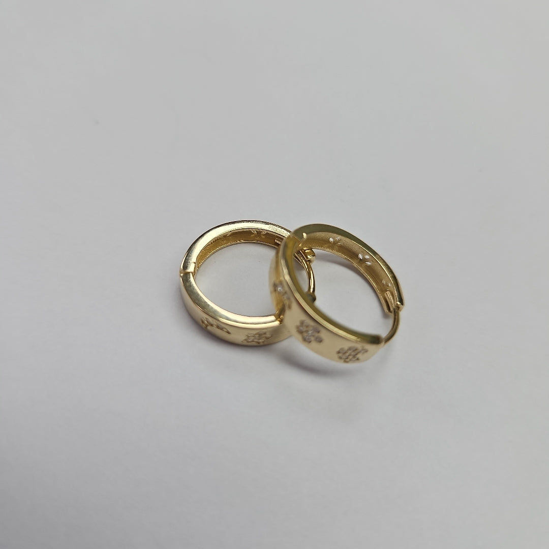 ARETES TEJIDO HUGGIES CON CIRCONIAS 14K 2.9 GR (NUEVO)