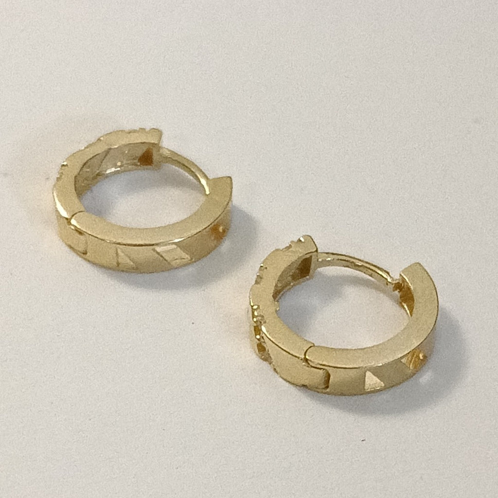 ARETES HUGGIES CON CIRCONIAS 14K 2.2 GR (NUEVO)
