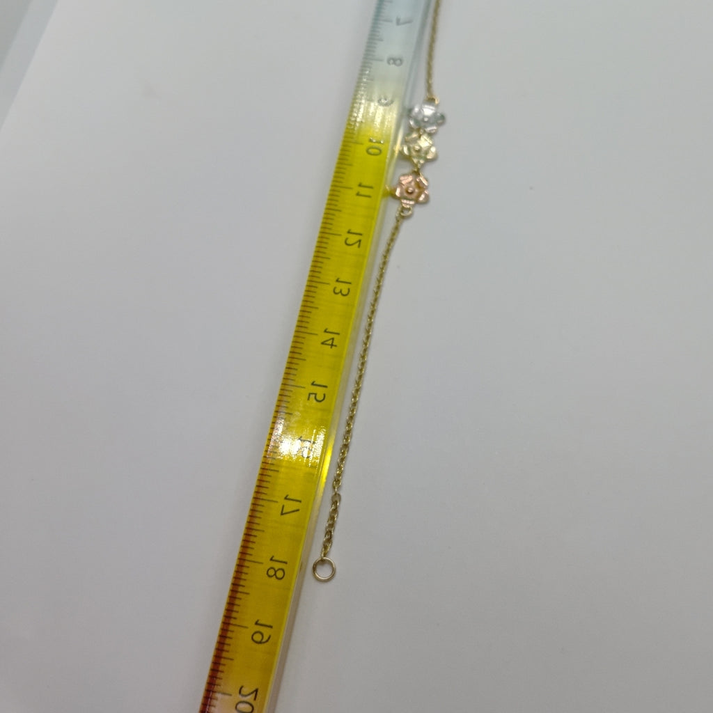 PULSERA TEJIDO ESPECIAL FIG FLORES 14K 18 CM 2.1 GR (NUEVO)