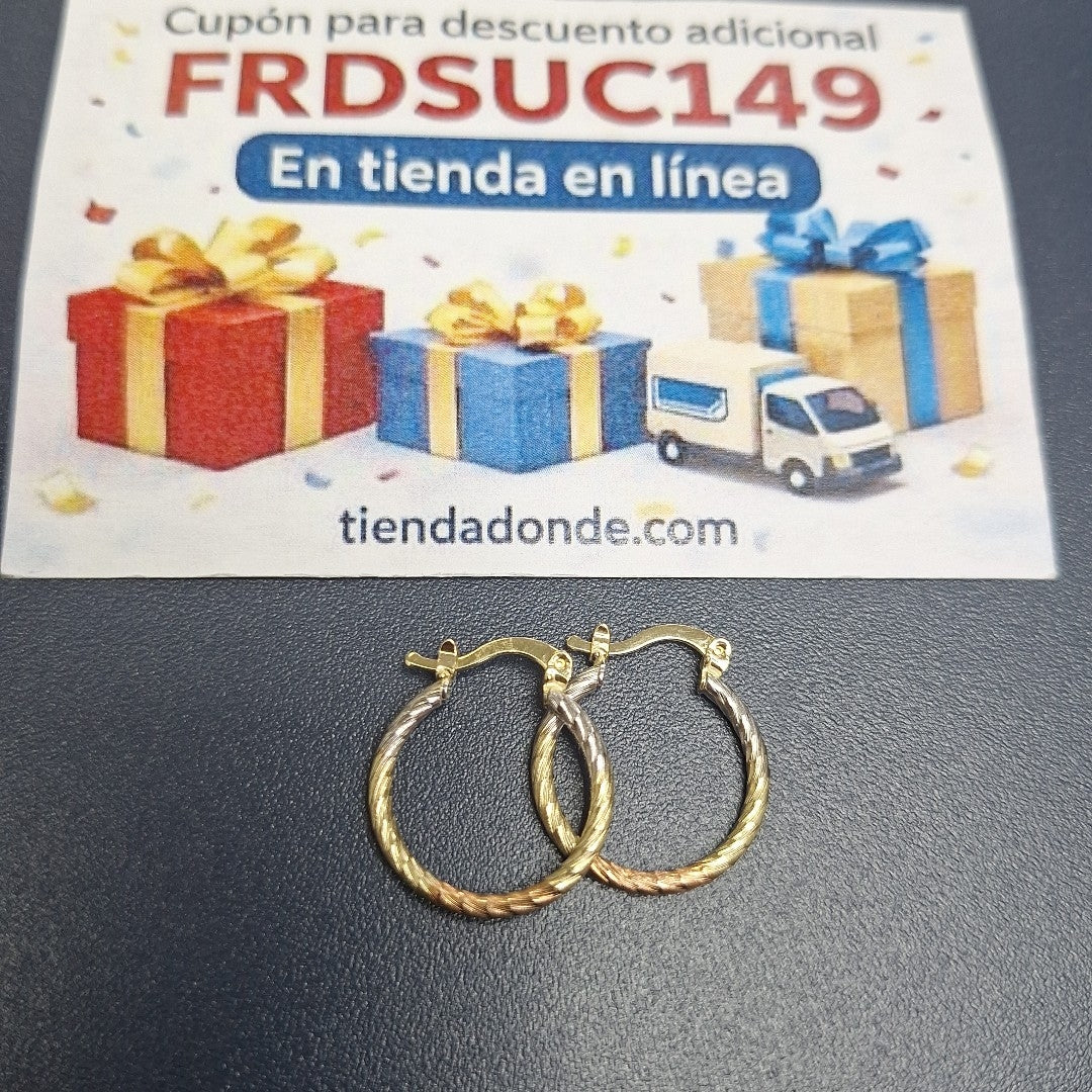 ARETES TEJIDO ARRACADAS TZL COMBINADAS 14K 1.8 GR (NUEVO)