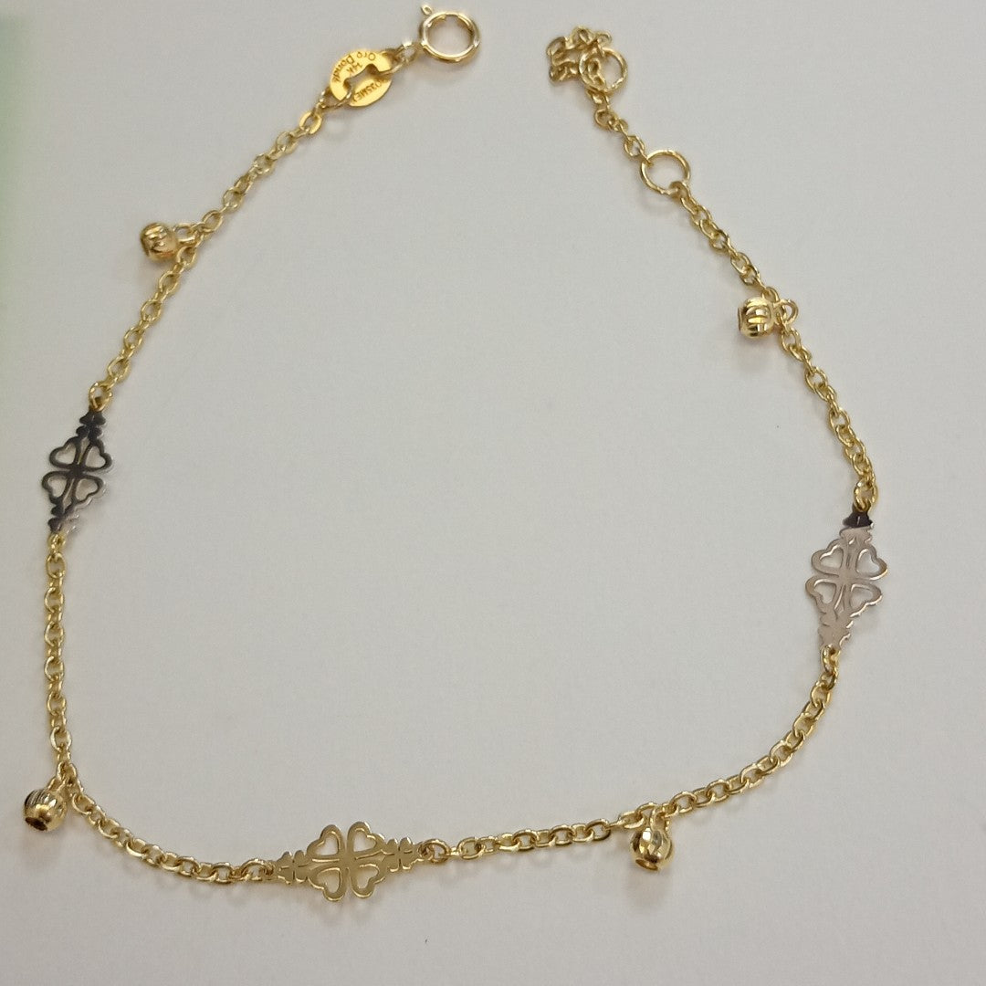 PULSERA ESPECIAL CON TREBOL 14K 18 CM 1.8 GR (NUEVO)