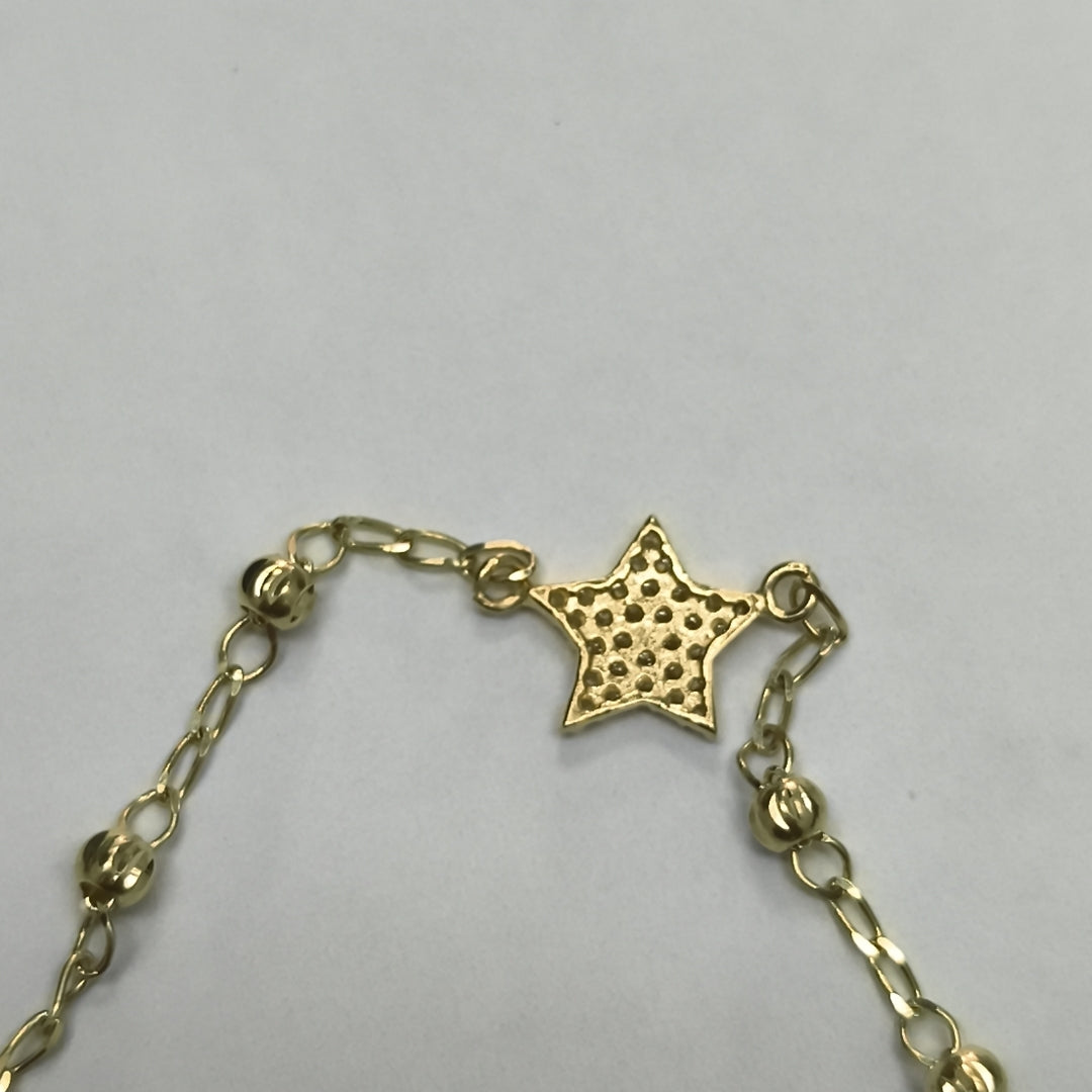 PULSERA ESPECIAL CON ESTRELLA Y CIRCONIAS 14K 18 CM 1.4 GR (NUEVO)