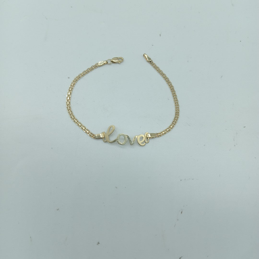 PULSERA ESCLAVA GRABADA LOVE 10K 18 CM 2.7 GR (NUEVO)