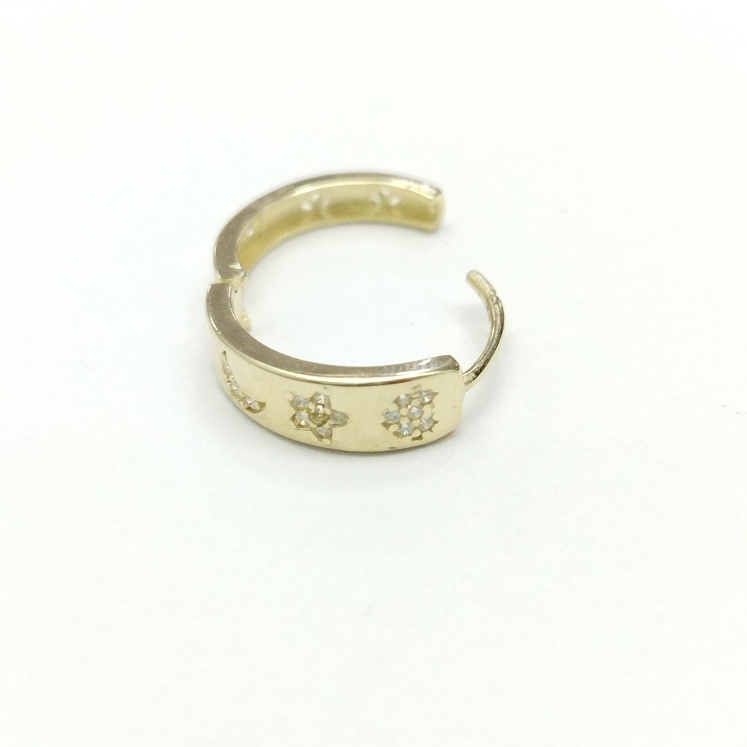 ARETES TEJIDO HUGGIES CON CIRCONIAS 14K 2.9 GR (NUEVO)