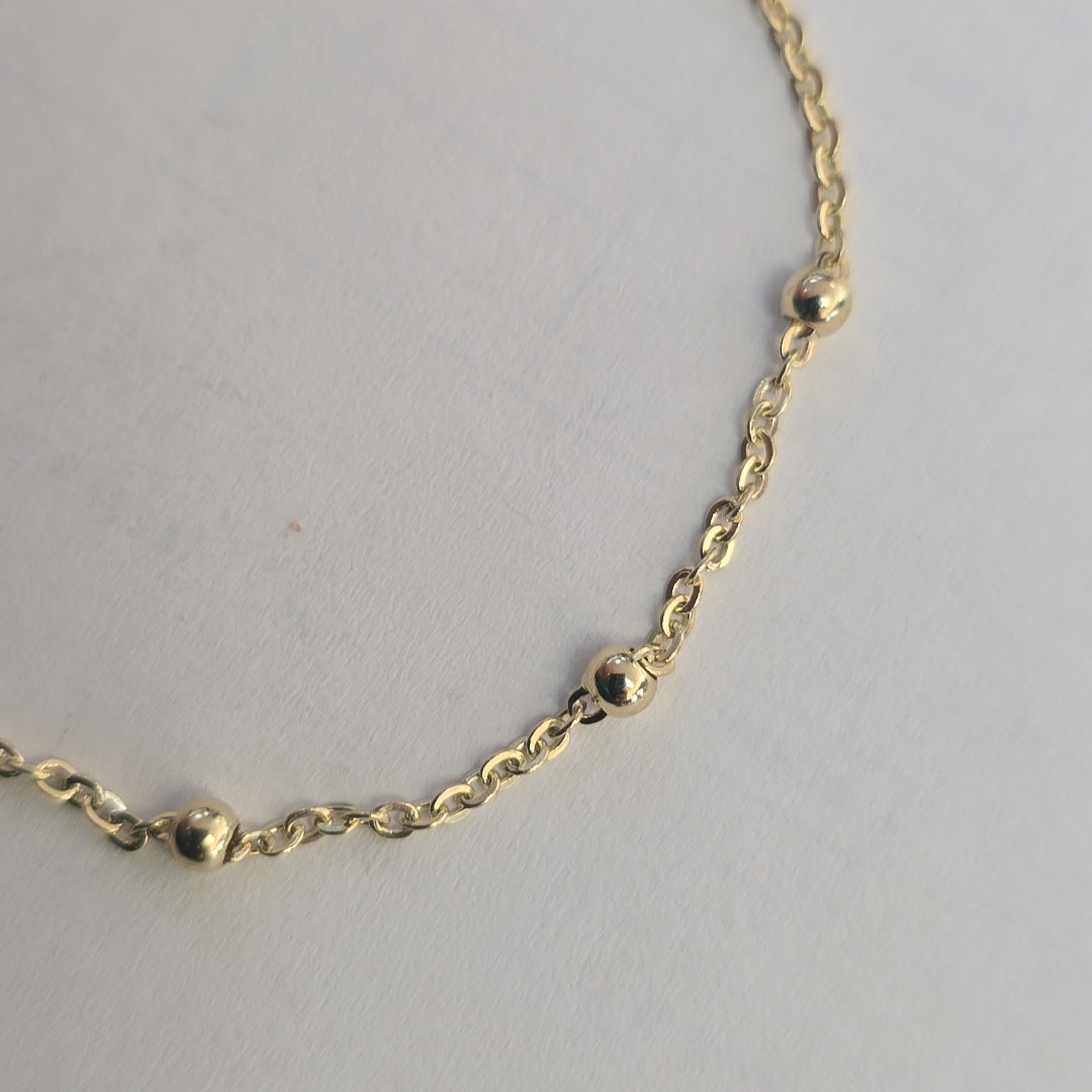 PULSERA TEJIDO ESPECIAL CON FLOR 14K 18 CM 1.6 GR (NUEVO)