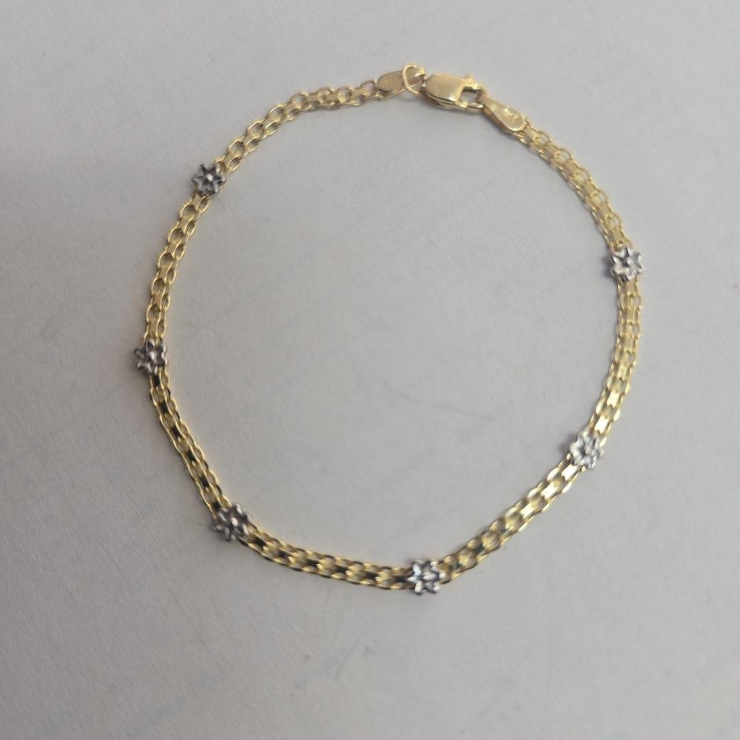PULSERA ESPECIAL C FLORES 14K 18 CM 3 GR (NUEVO)