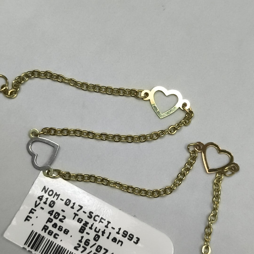 PULSERA ESPECIAL CON CORAZONES 14K 18 CM 1.3 GR (NUEVO)