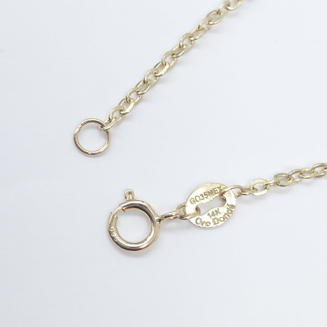 PULSERA TEJIDO ESPECIAL C CORAZONES 14K 18 CM 1.7 GR (NUEVO)