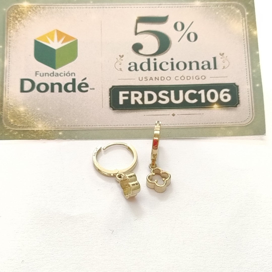 ARETES ARRACADAS CON DIJE 14K 2.4 GR (NUEVO)