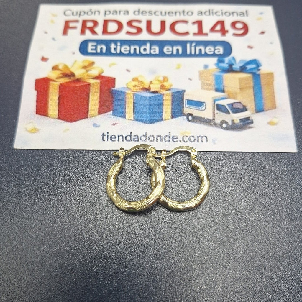 ARETES ARRACADAS TROQUELADAS 14K 2.2 GR (NUEVO)