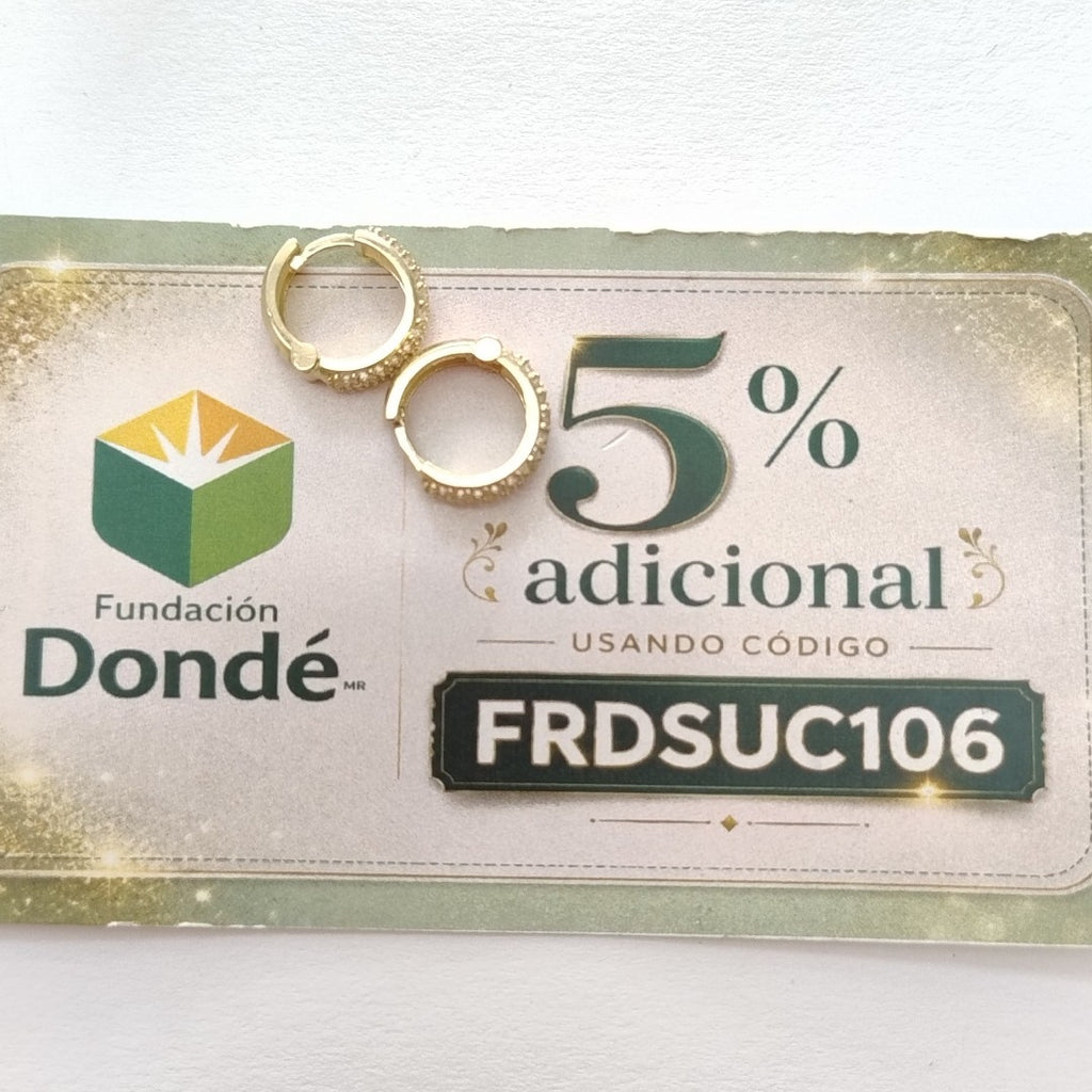 ARETES HUGGIE CON CIRCONIAS 14K 2.1 GR (NUEVO)
