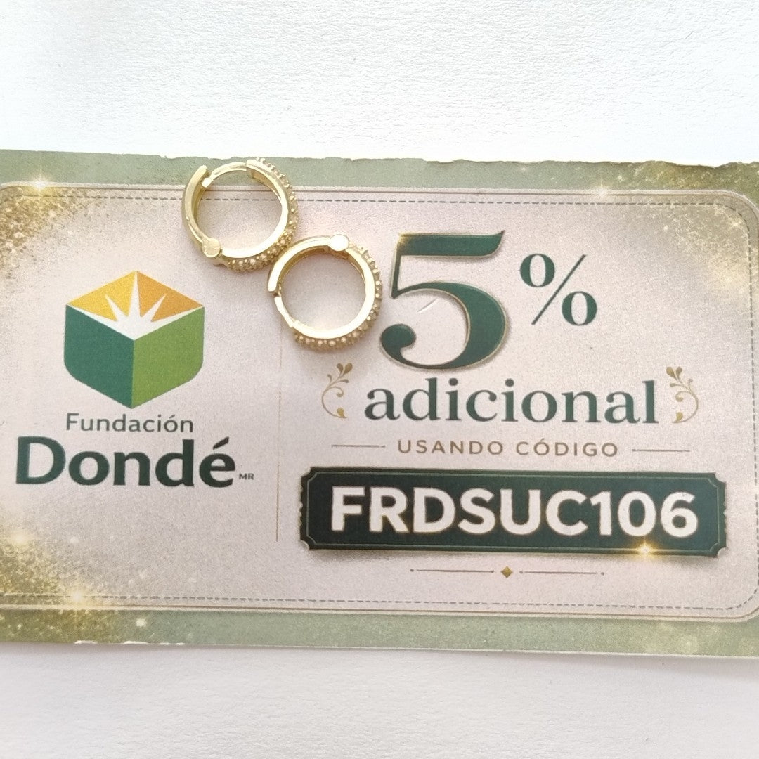 ARETES HUGGIE CON CIRCONIAS 14K 2.1 GR (NUEVO)