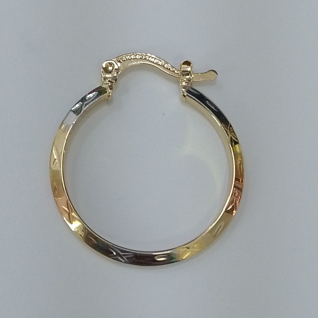 ARETES TEJIDO ARRACADAS BISELADAS COMBINADAS 14K 1.3 GR (NUEVO)