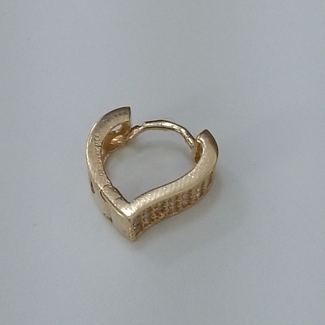 ARETES ARRACADAS CORAZON C CIRCONIAS 14K 2.1 GR (NUEVO)