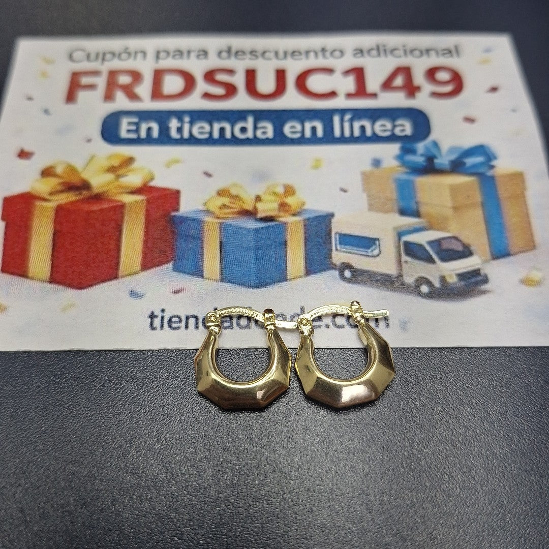 ARETES TEJIDO ARRACADA FACETADA 14K 1.2 GR (NUEVO)