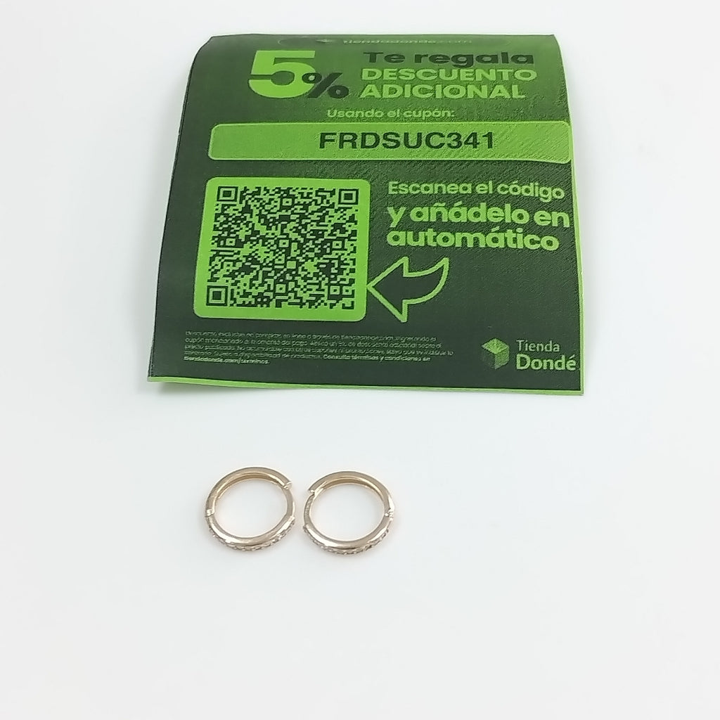 ARETES HUGGIES C CIRCONIA 14K 1.6 GR (NUEVO)