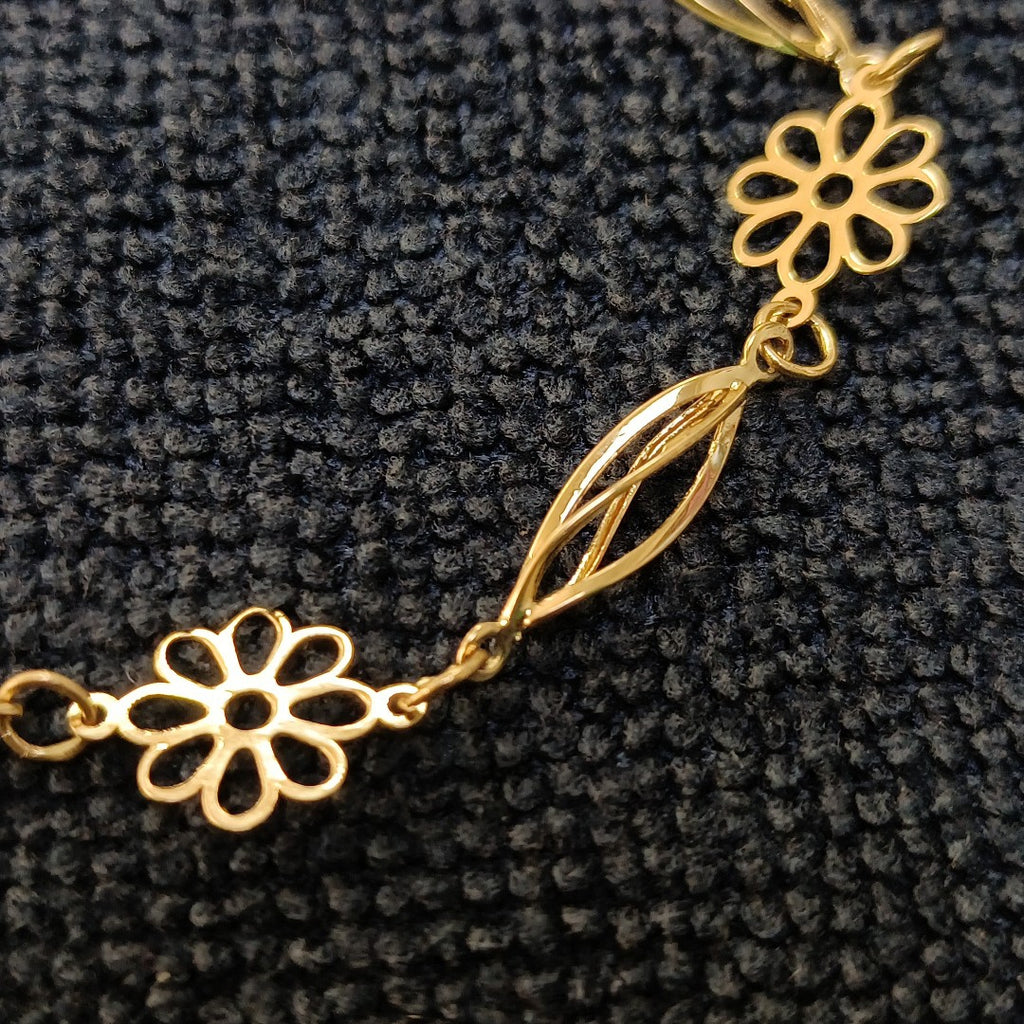 PULSERA ESPECIAL CON FLORES 14K 18 CM 2.7 GR (NUEVO)