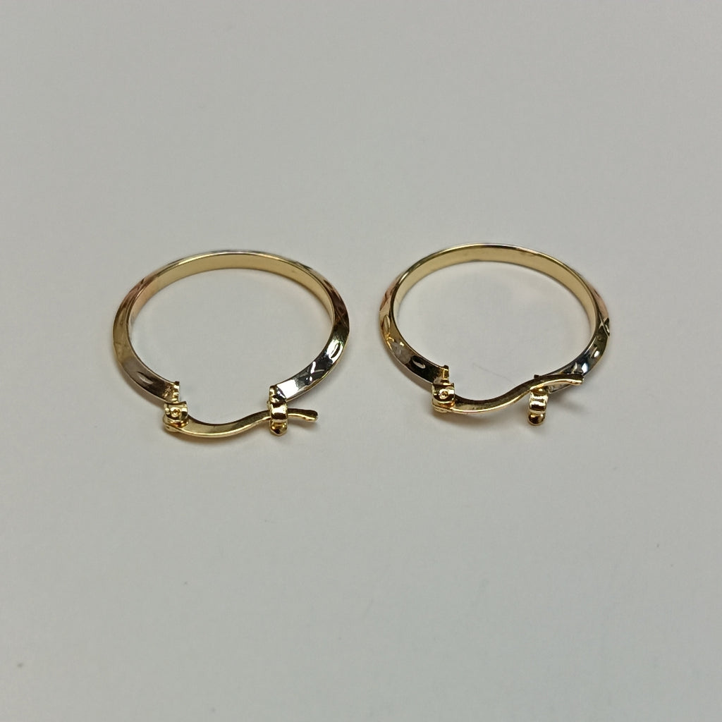 ARETES TEJIDO ARRACADAS BISELADAS COMBINADAS 14K 1.3 GR (NUEVO)