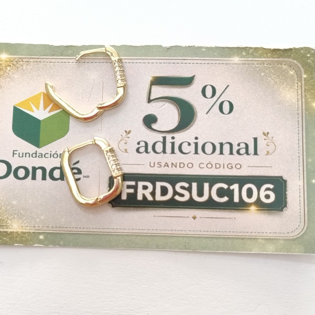ARETES HUGGIES OVALADA C CIRCONIAS 14K 2.4 GR (NUEVO)