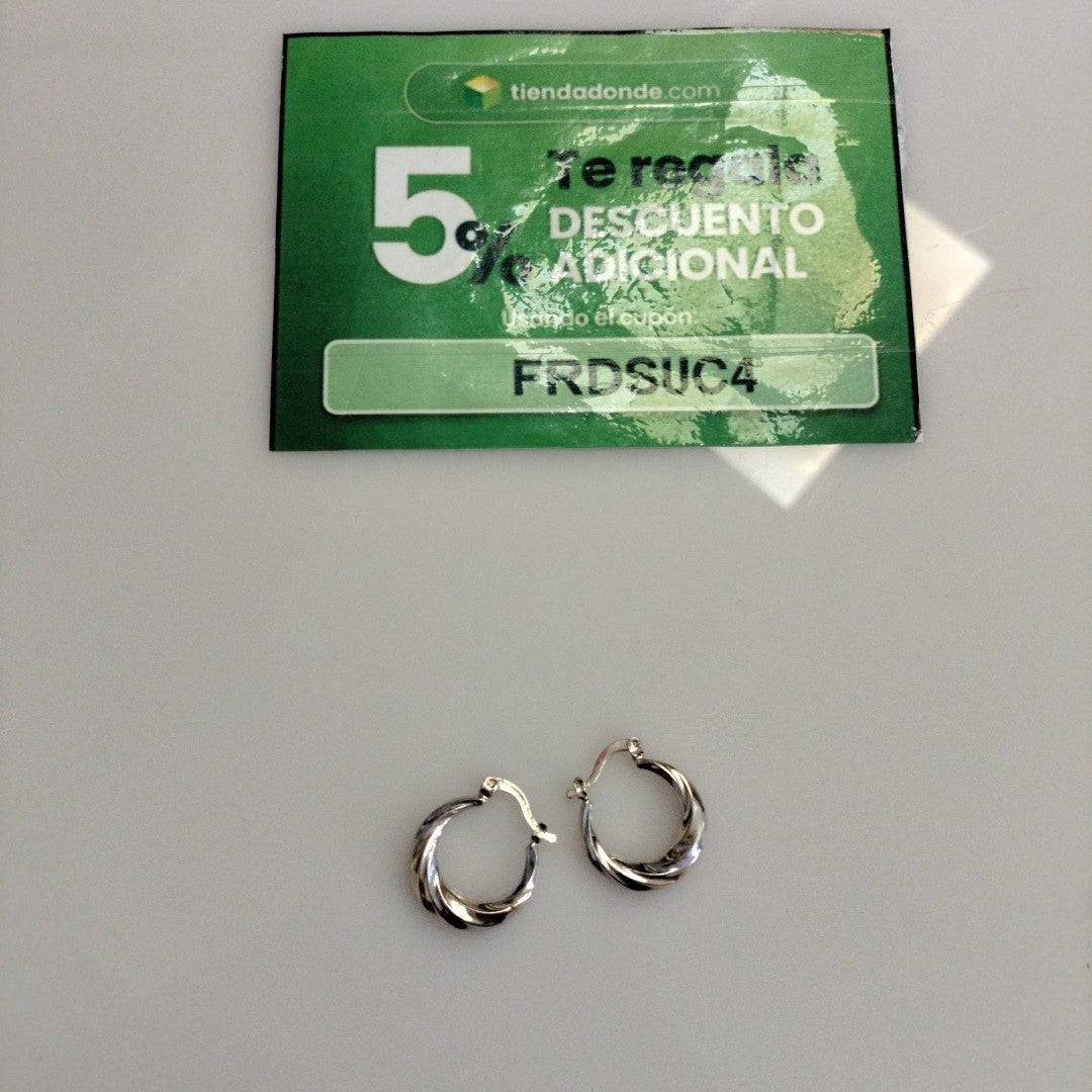 ARETES TEJIDO ARRACADA TRENZADA COMBINADA 14K 1.8 GR (NUEVO)