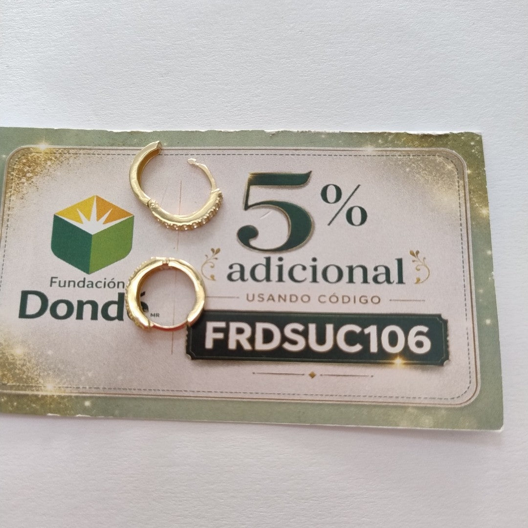 ARETES HUGGIES C CIRCONIA 14K 1.8 GR (NUEVO)