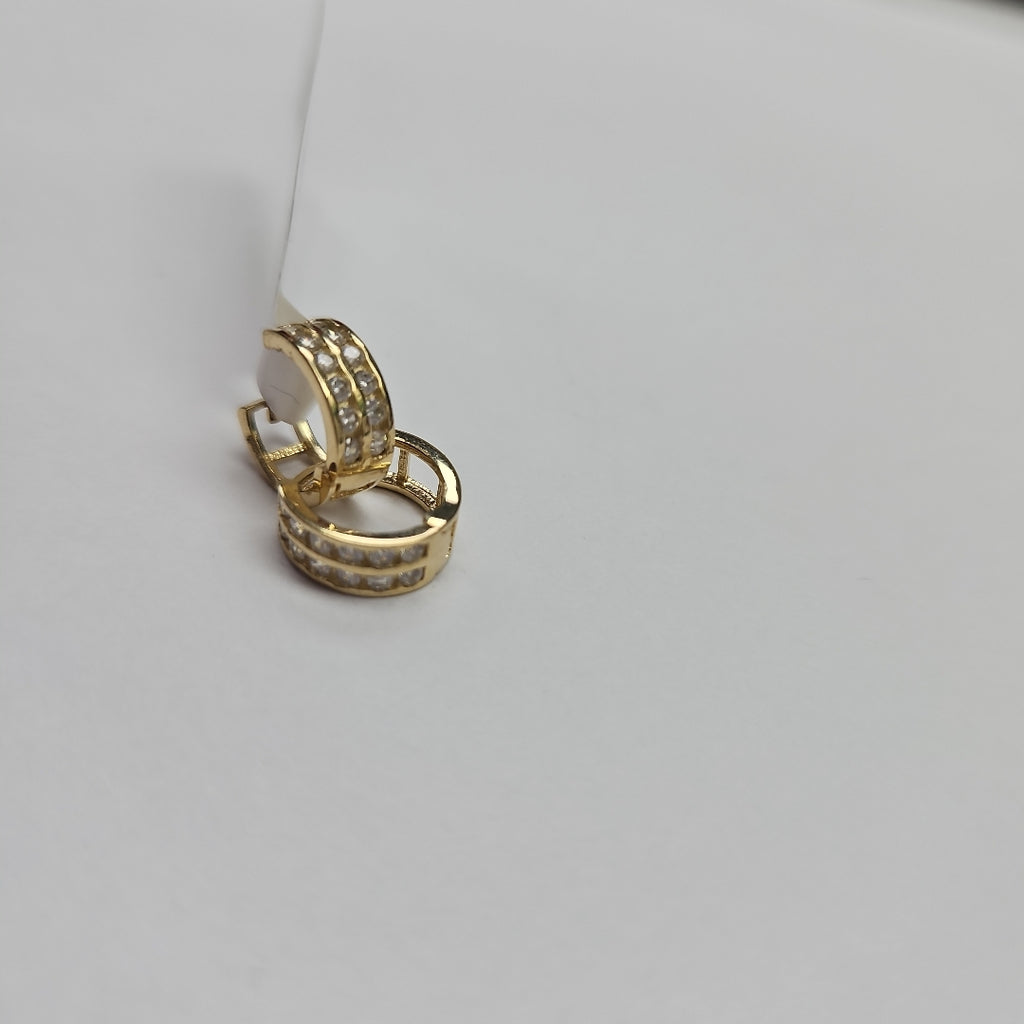 ARETES HUGGIES C CIRCONIAS 14K 1.8 GR (NUEVO)