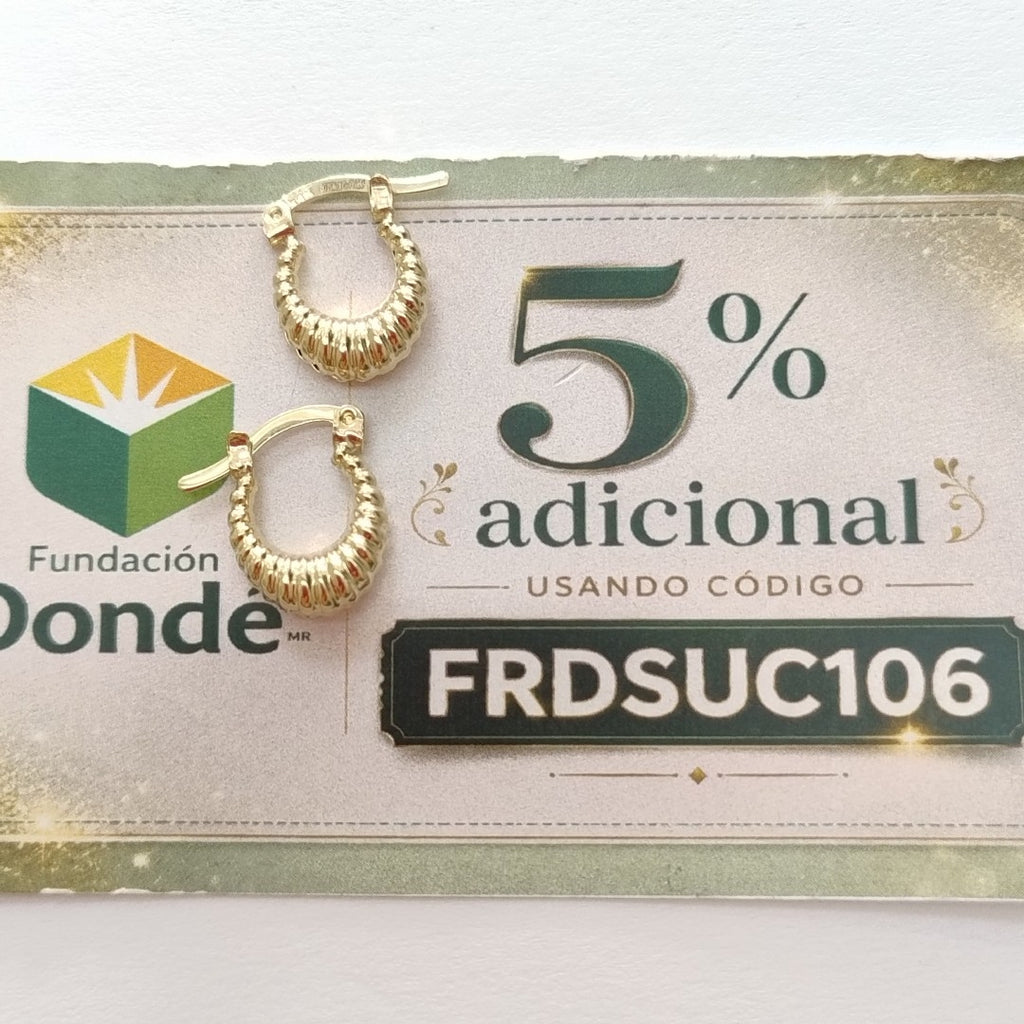 ARETES ARRACADA ESTRIADAS 14K 1.1 GR (NUEVO)