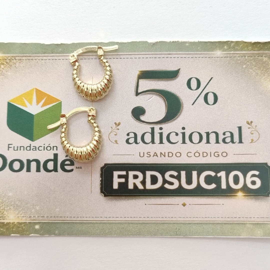 ARETES ARRACADA ESTRIADAS 14K 1.1 GR (NUEVO)