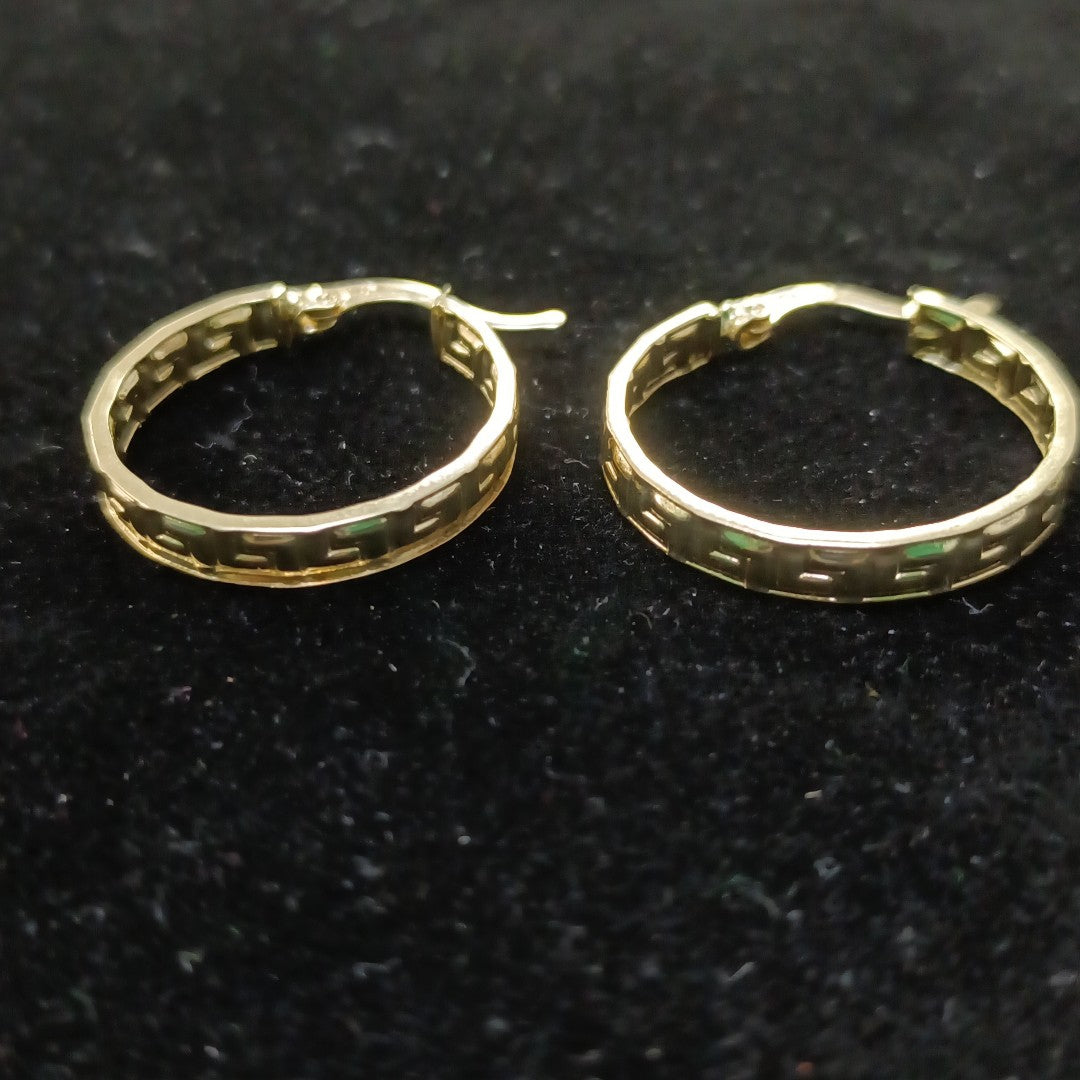 ARETES ARRACADA CON GRECAS 14K 2.1 GR (NUEVO)