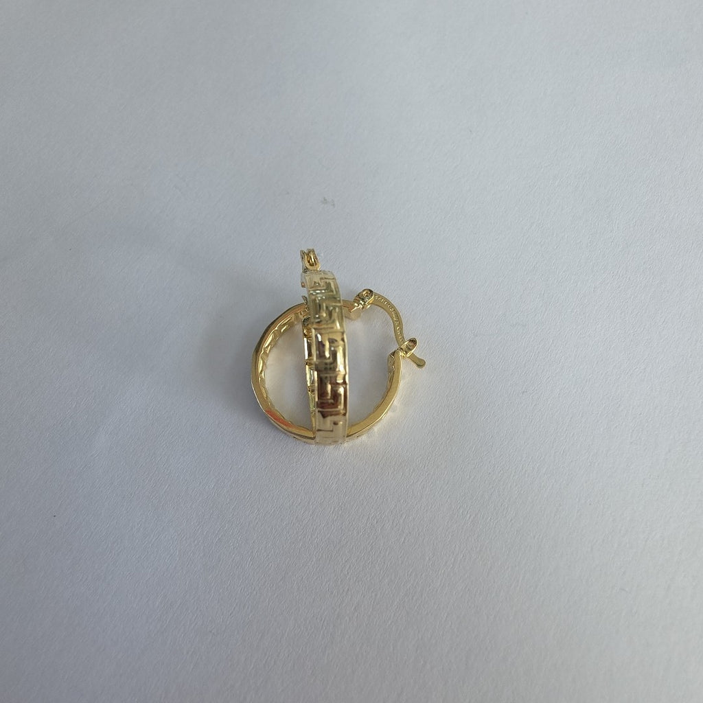 ARETES TEJIDO ARRACADAS TIPO GRECAS 14K 2.1 GR (NUEVO)