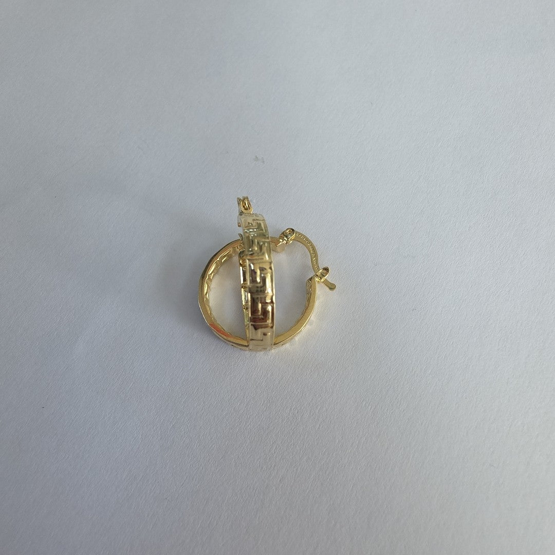 ARETES TEJIDO ARRACADAS TIPO GRECAS 14K 2.1 GR (NUEVO)