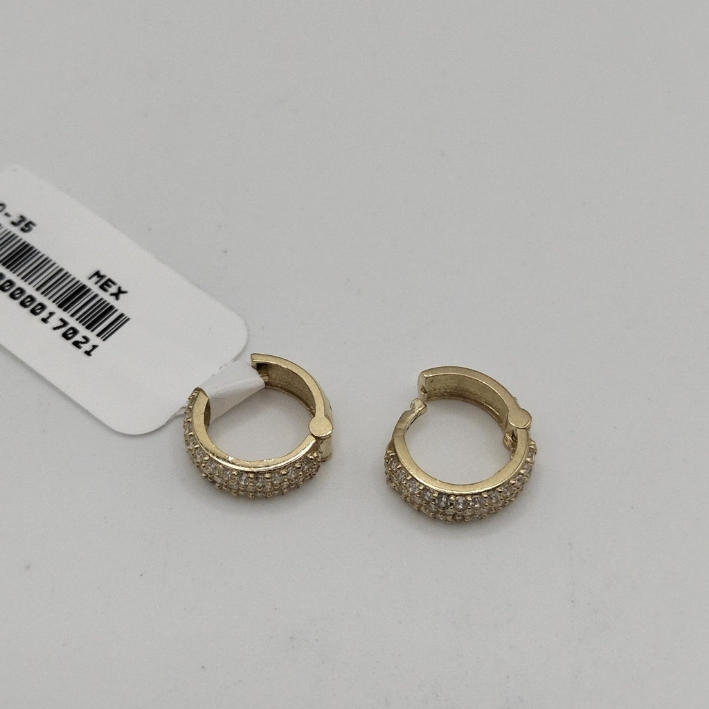 ARETES HUGGIE CON CIRCONIAS 14K 2 GR (NUEVO)