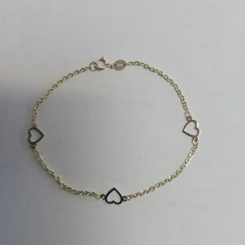 PULSERA ESPECIAL CON CORAZONES 14K 18 CM 1.2 GR (NUEVO)