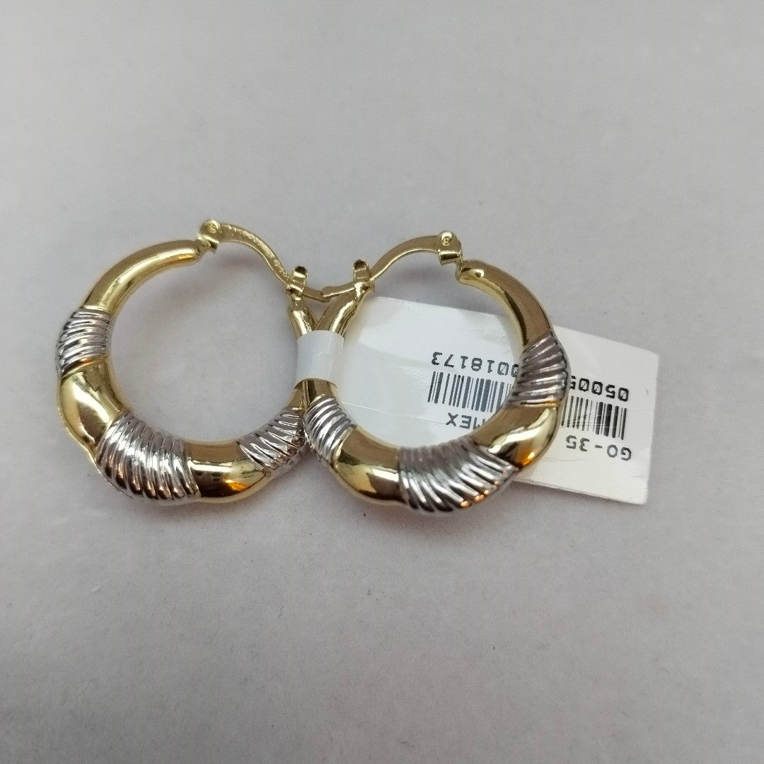 ARETES ARRACADAS HUECAS COMBINADAS 14K 2.5 GR (NUEVO)