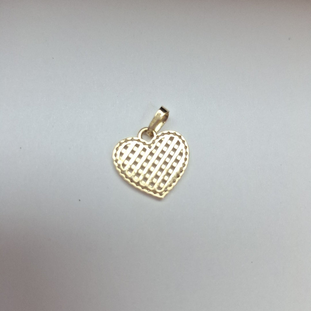 DIJE TEJIDO CORAZON CON CERCO DE CIRCONIAS 14K 1.1 GR (NUEVO)
