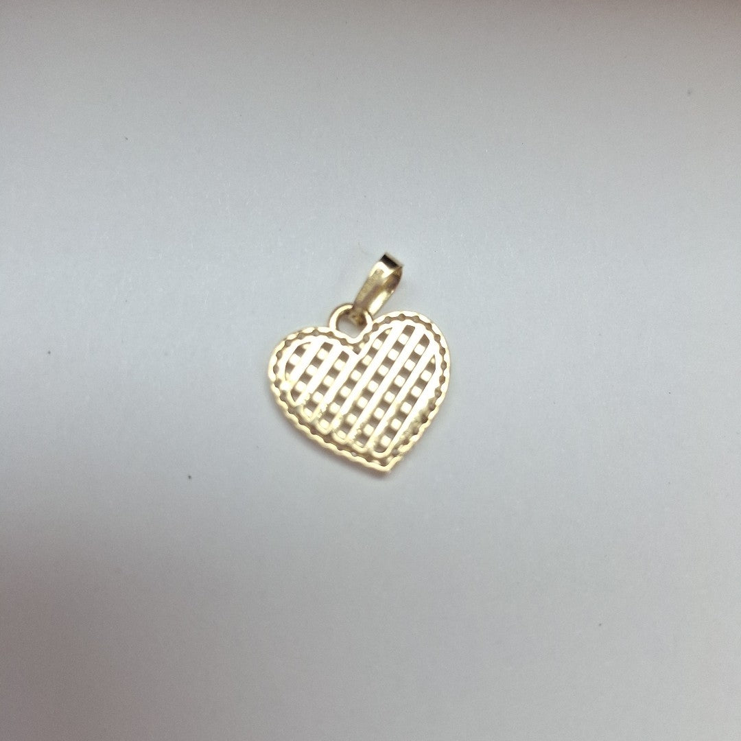DIJE TEJIDO CORAZON CON CERCO DE CIRCONIAS 14K 1.1 GR (NUEVO)