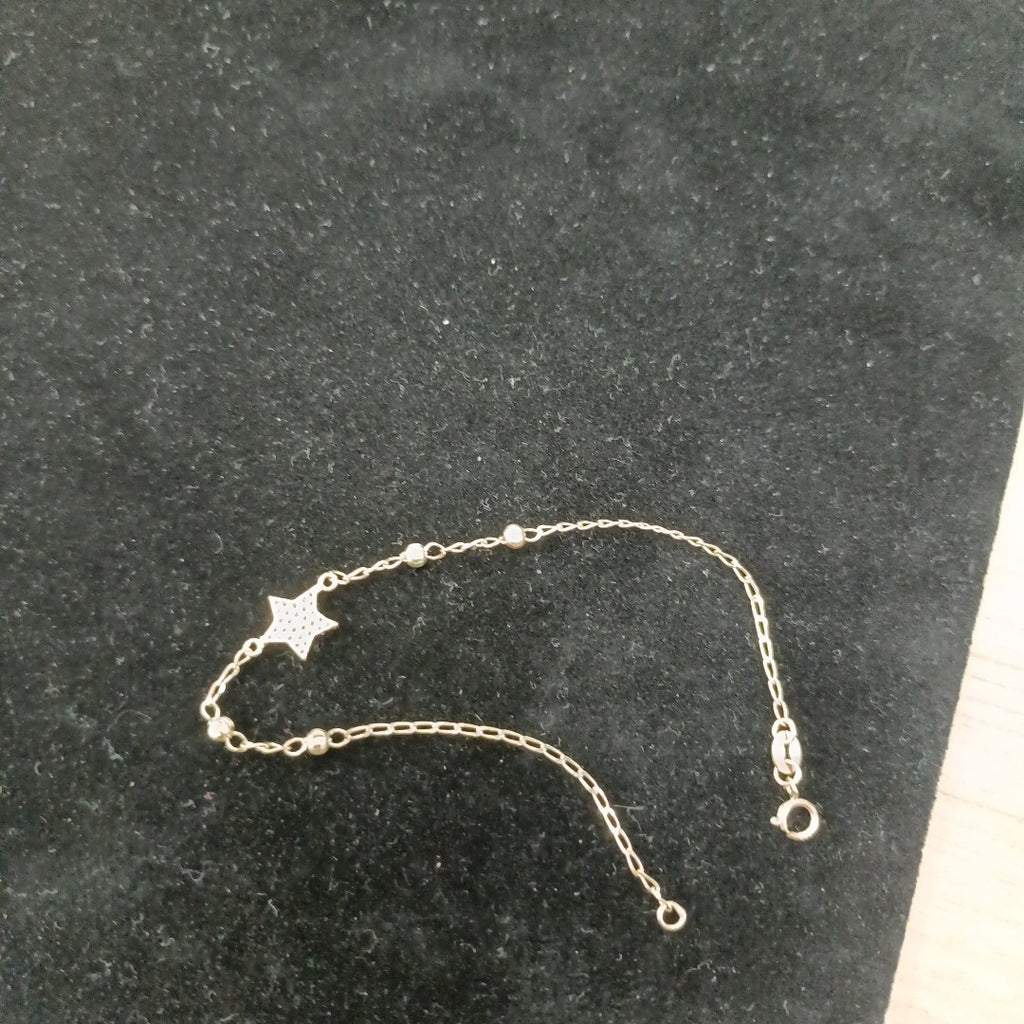 PULSERA ESPECIAL CON ESTRELLA Y CIRCONIAS 14K 18 CM 1.5 GR (NUEVO)
