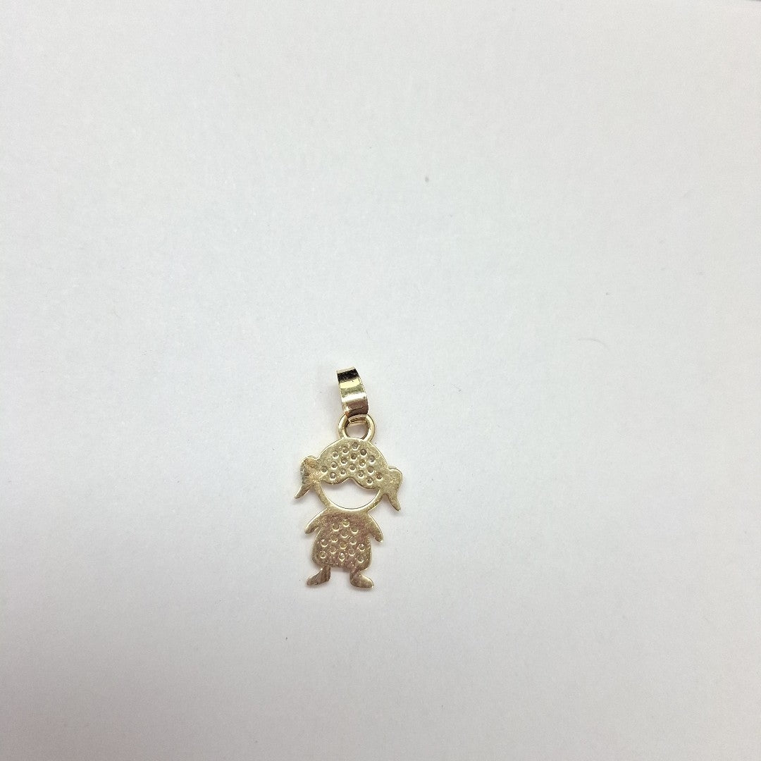 DIJE TEJIDO NIÑA CON CIRCONIAS 14K 0.9 GR (NUEVO)