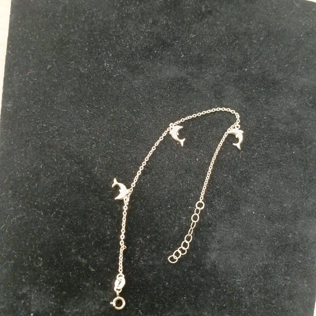 PULSERA ESPECIAL CON DIJES DELFINES 10K 18 CM 2 GR (NUEVO)