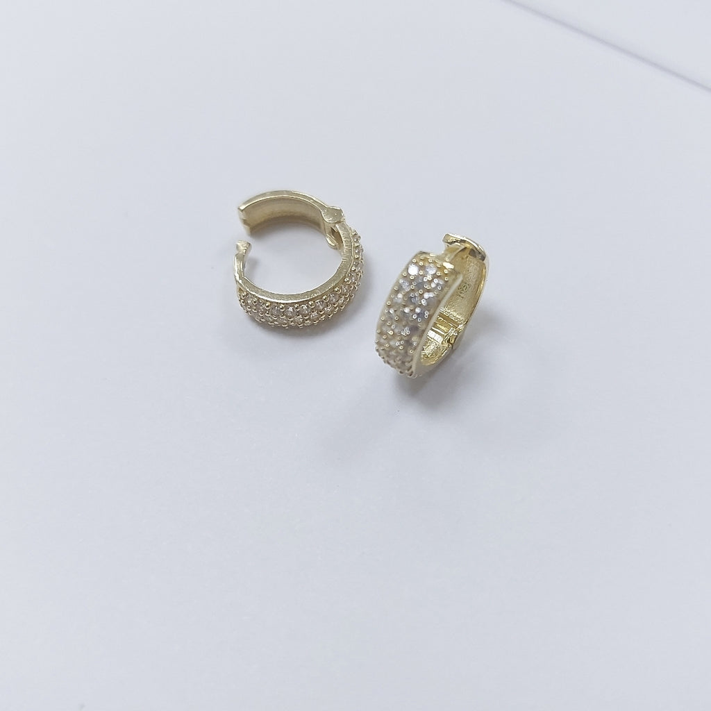ARETES HUGGIE CON CIRCONIAS 14K 2.1 GR (NUEVO)