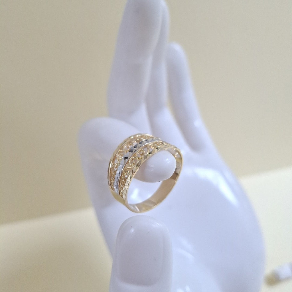ANILLOS TIPO FILIGRANA COMBINADO 14K TALLA 9 3 GR (NUEVO)