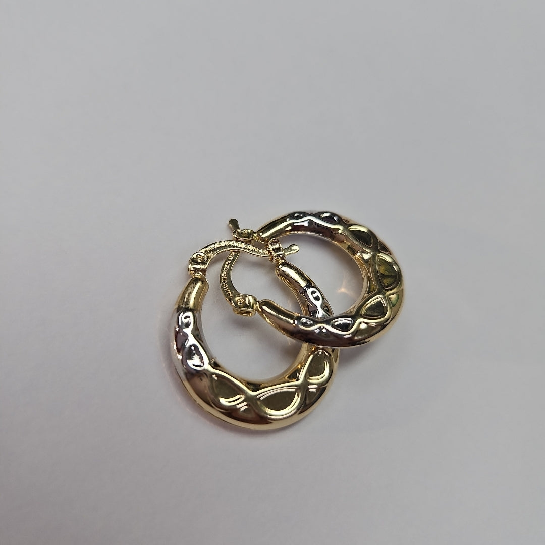 ARETES ARRACADAS COMBINADAS CON INFINITO 14K 2.3 GR (NUEVO)