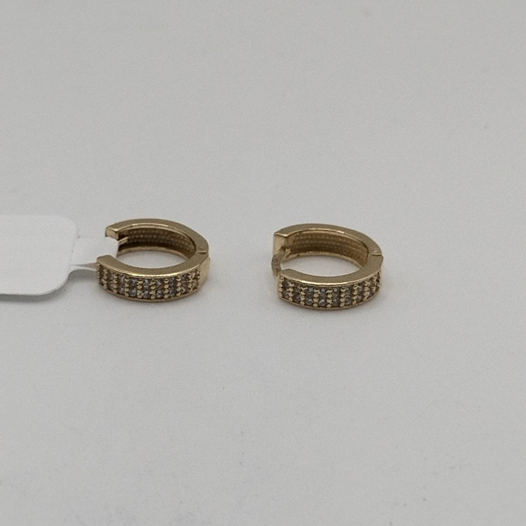 ARETES HUGGIES C CIRCONIAS 14K 2.2 GR (NUEVO)