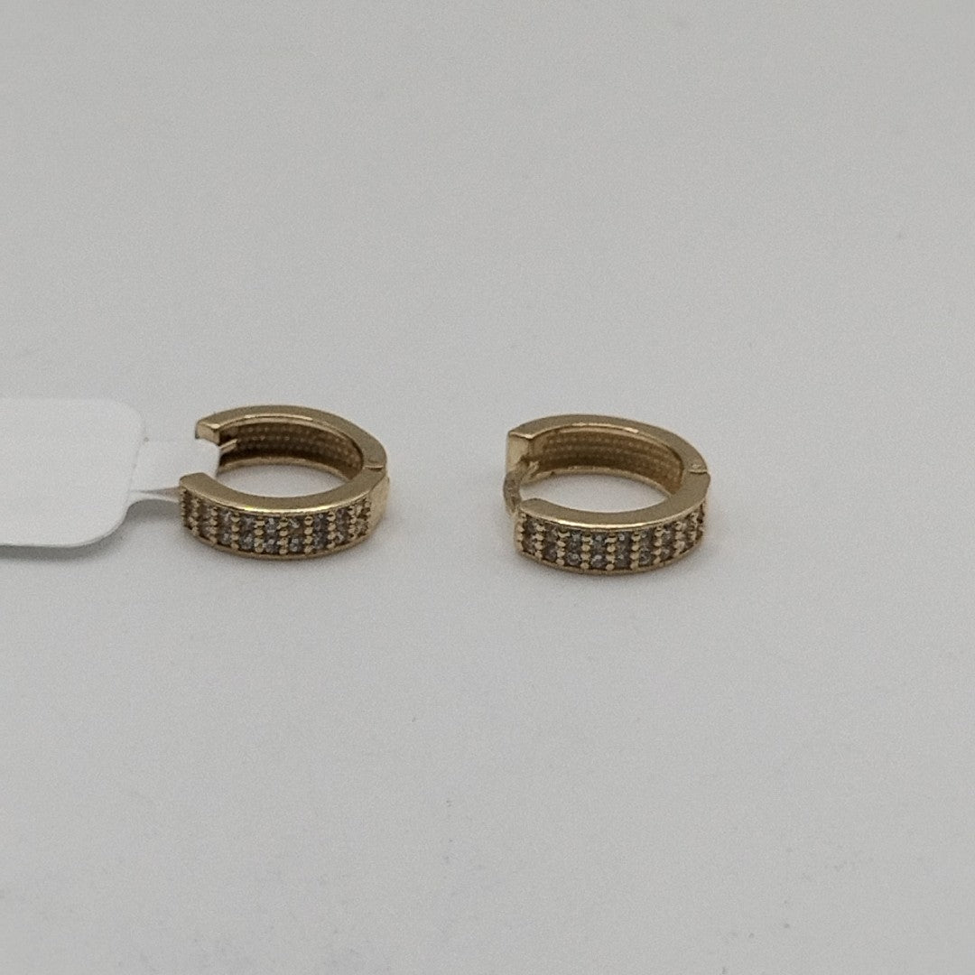 ARETES HUGGIES C CIRCONIAS 14K 2.2 GR (NUEVO)