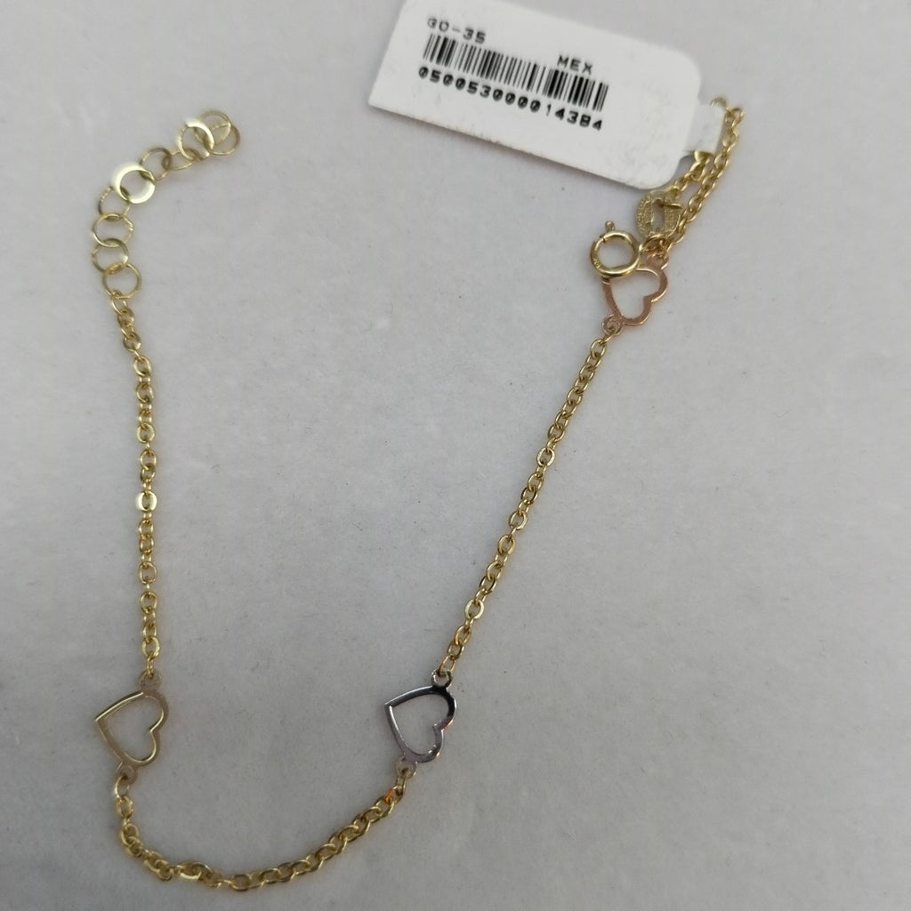 PULSERA ESPECIAL CON CORAZONES 10K 18 CM 1.2 GR (NUEVO)