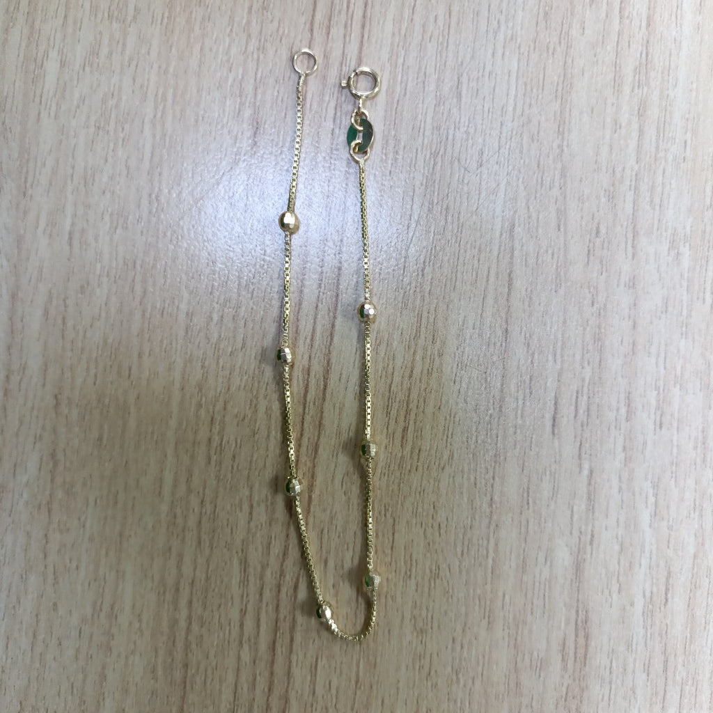 PULSERA ESPECIAL CON BOLITAS 14K 18 CM 1.4 GR (NUEVO)