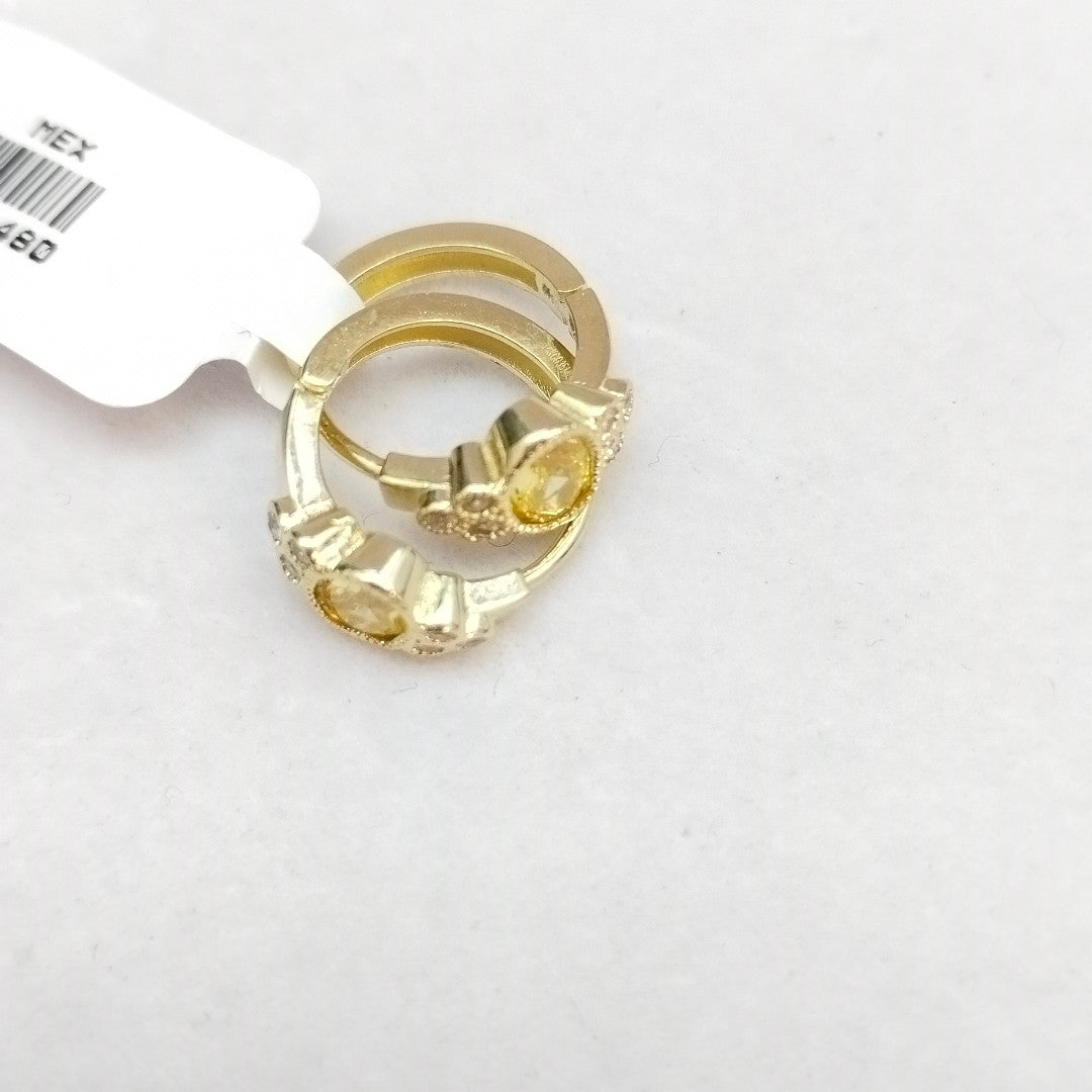 ARETES ARRACADAS CON CIRCONIAS Y PDRAS COL 14K 3.3 GR (NUEVO)