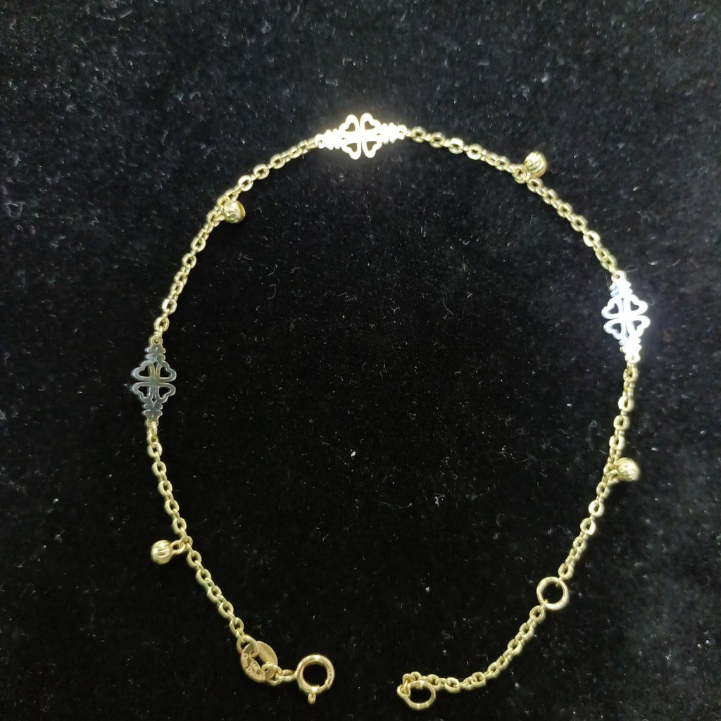 PULSERA ESPECIAL CON TREBOL 14K 18 CM 1.8 GR (NUEVO)